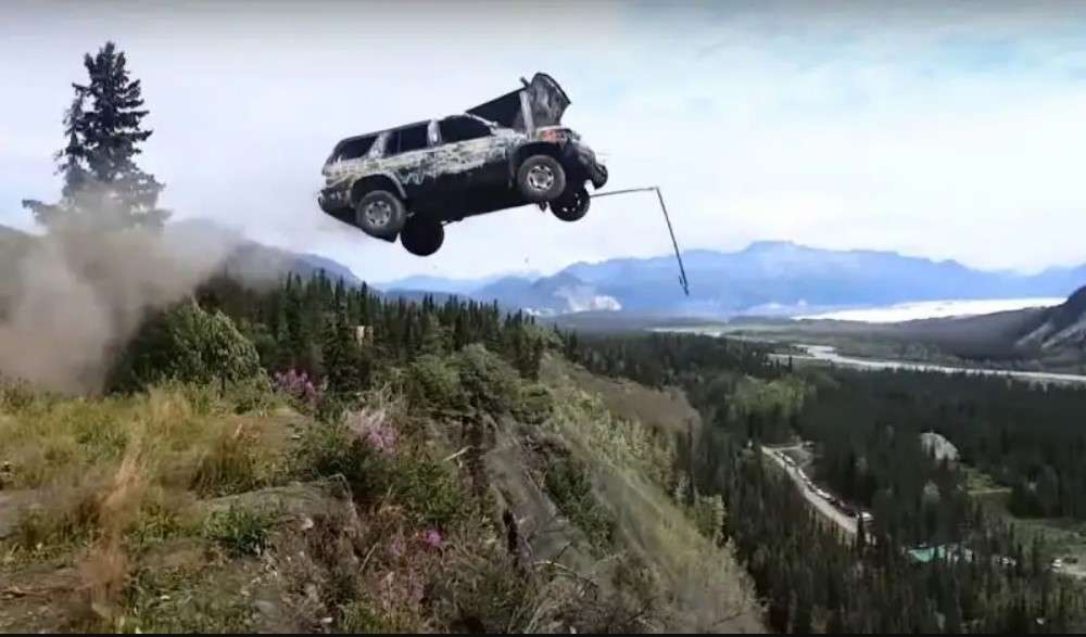 Car Drives Off Cliff